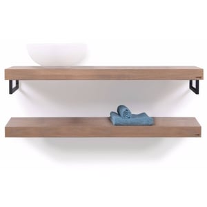 Looox Wooden Base Shelf Duo Eiken 100 cm Old Grey/Mat Zwart