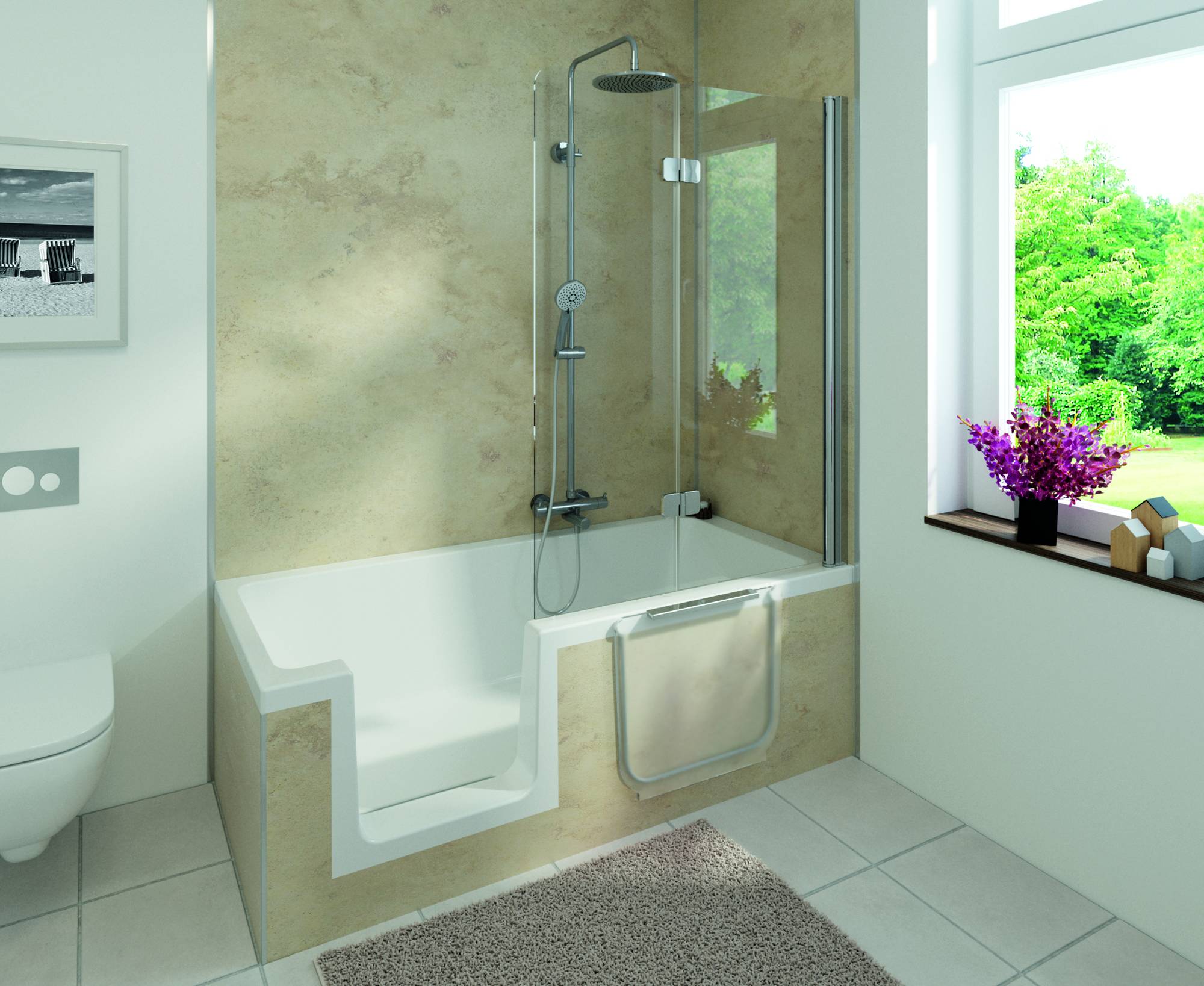 HSK Dobla douchebad met instap links 170x75cm glans wit acryl Saniweb.nl