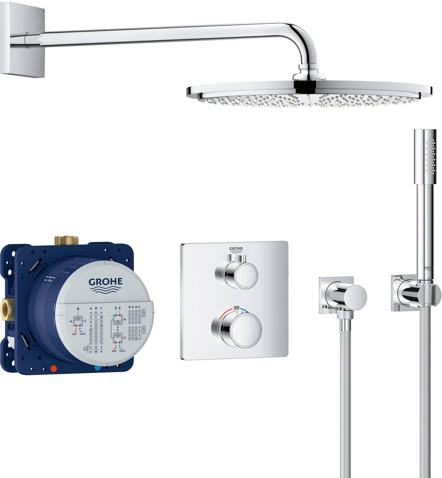 Vertrek waardigheid Stiptheid Grohe Grohtherm Regendoucheset Inbouw Chroom - Saniweb.nl