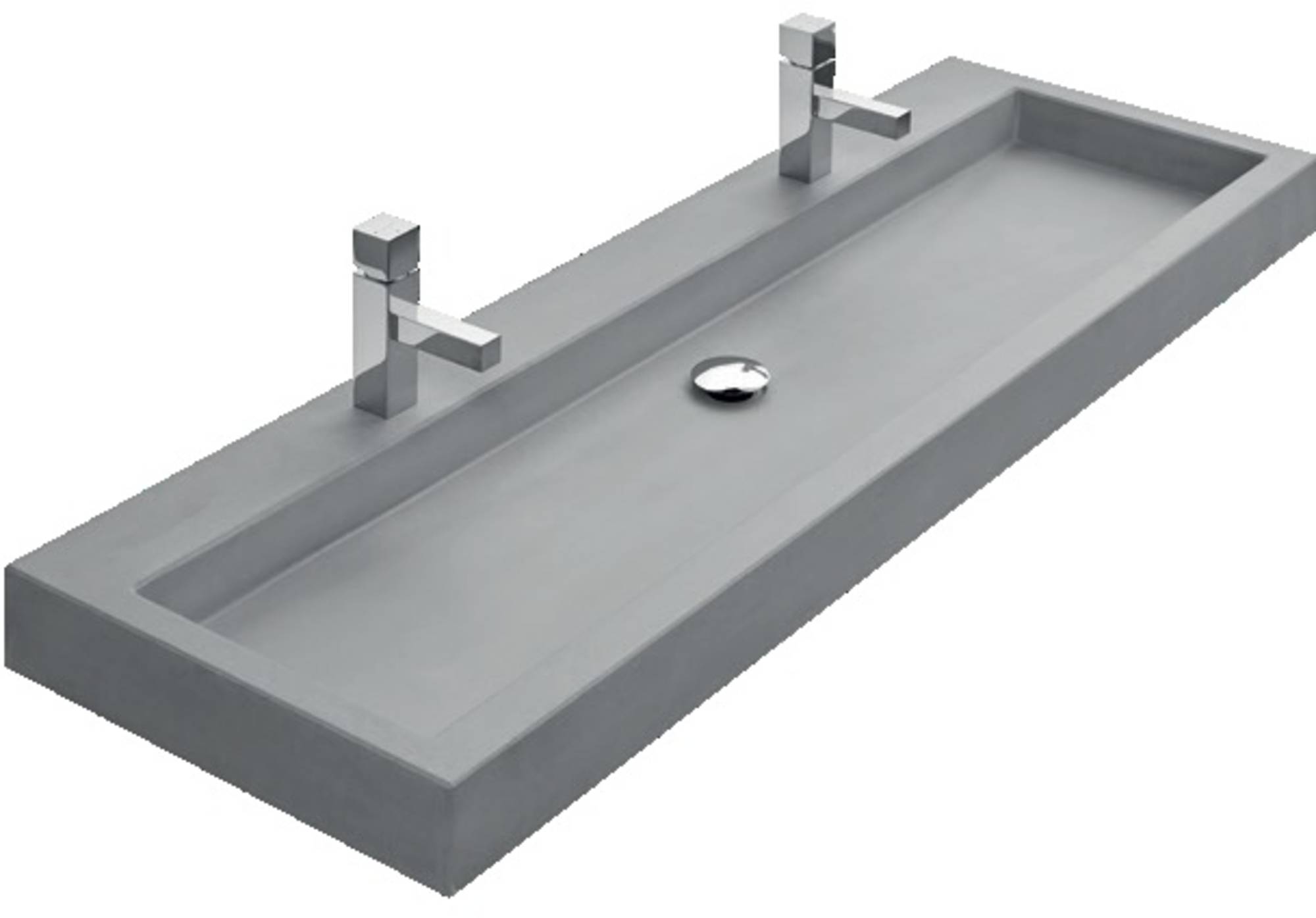 Thebalux Beat Beton Wastafel 140,3x45x9 cm 2 kraangaten Beton