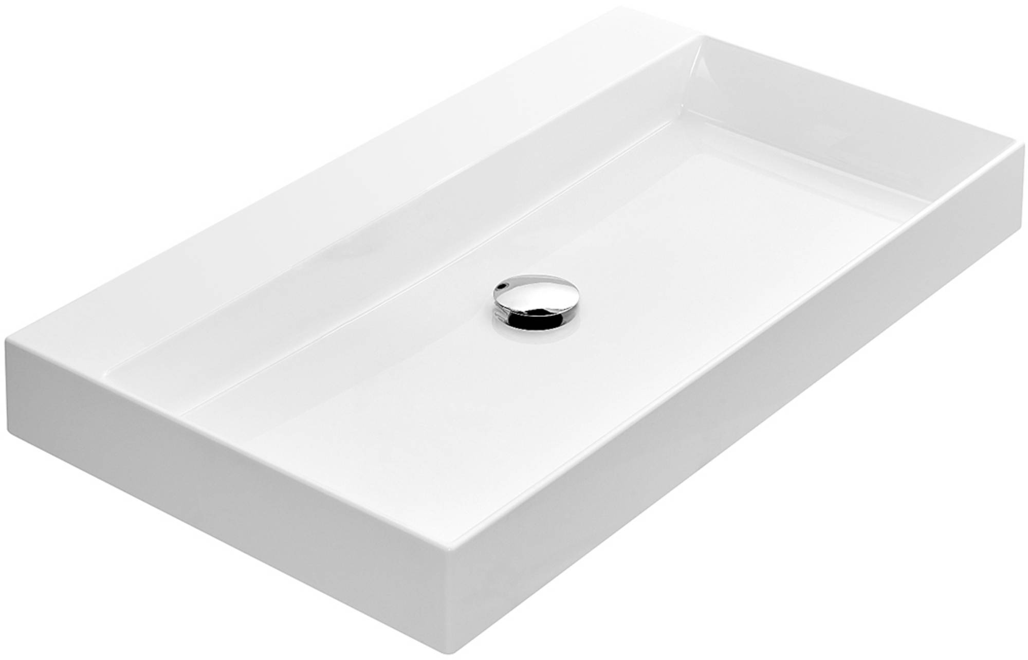 Ben Modena wastafel mineraalmarmer 80x40x9 cm 1 kraangat glans wit