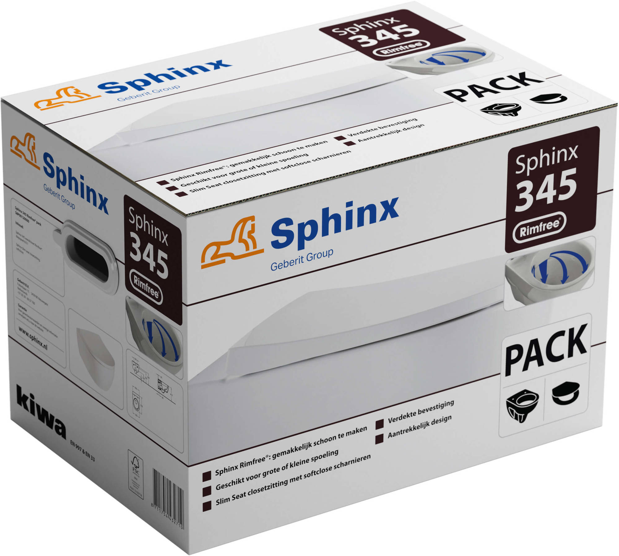 moeilijk zal ik doen vers Sphinx 345 wandcloset Rimfree Pack met softclose zitting - Saniweb.nl